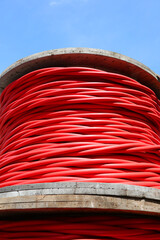 Sticker - detail of  red high-voltage electrical power cable spool