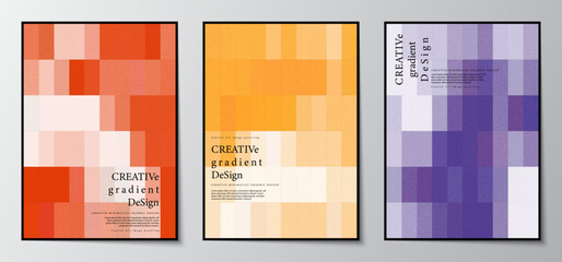 Fototapete - pixels mosaic pattern gradient colorful abstract background set. pastel color graphic design for cov