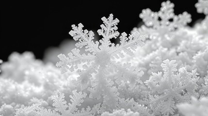 Sticker -   A detailed image of a snowflake against a monochromatic backdrop featuring more snowflakes in the foreground