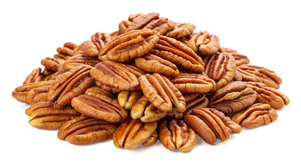 Pile of pecan nuts isolated on transparent background