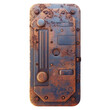 Rusty metal device with buttons and a button