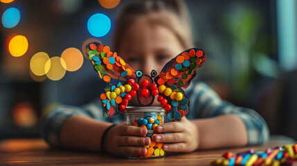 Wall Mural - a concept for a childrens craft activity, butterfly themed, made from accessible materials found in the average home, as well as recycled products, cute, creative, not too complicated.