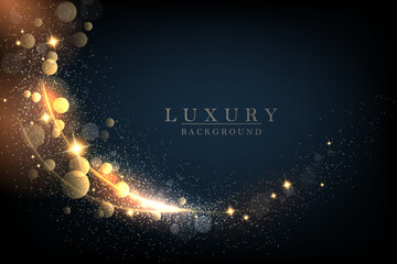 Wall Mural - Illustration with an isolated gold color arc with glitter on a dark blue background.