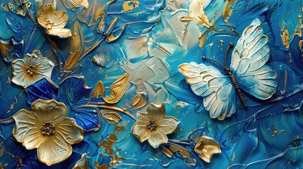 3D, butterflies, flat background, layered forms, paper quilling, masterpiece, trending on Artstation and Dribble, blue color palette aesthetic,