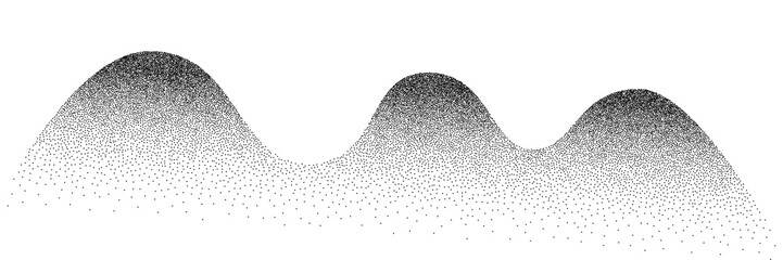 Poster - Dotwork wave grain pattern background. Abstract dot stipple lines. Vector illustration isolated on white background with sand texture, grainy effect, black noise dots
