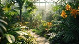 Fototapeta Storczyk - A digital scent-enabled botanical garden, with visitors able to smell the plants and flowers,