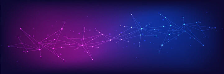 Poster - abstract technology background with connecting the dots and lines. global network connection, intern