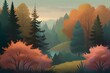 Artistic conception of beautiful landscape painting of nature of forest, background illustration, tender and dreamy design. Generative AI