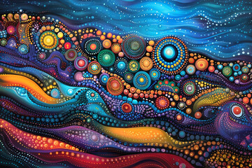 Wall Mural - Nachempfundene Kunst der Aborigines Australiens