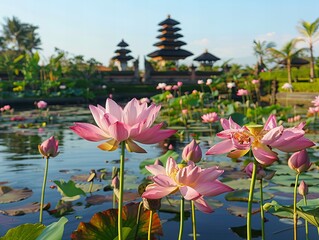 Sticker - lotus flower in the garden