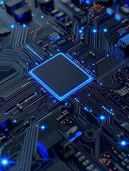 Wall Mural - Artificial intelligence micro chip ,close-up of circuit board chip, future , smart city , ai chip,gpt,Image generation,empty chip