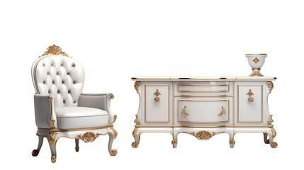 Wall Mural - Classic furniture set on a white background