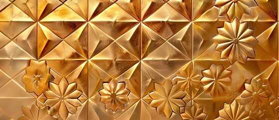 Aufkleber - Modern geometric pattern in gold. The exquisitely delicate side of traditional woodwork style-rooms.