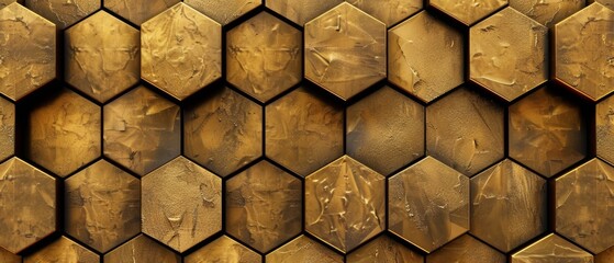 Poster - Modern gold Japanese pattern on geometric hexagon background.