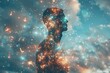 Silhouette of a human head with cosmic starfield. The universe within us concept