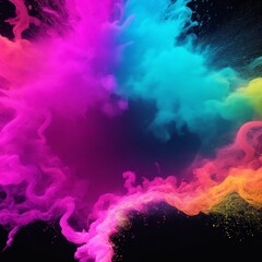 Wall Mural - A colorful splash of colored powder is shown. AI is being created. A colorful series of colors