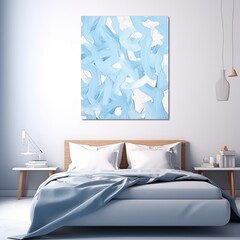 Wall Mural - Blue and white flat digital illustration canvas with abstract graffiti and copy space for text background pattern 