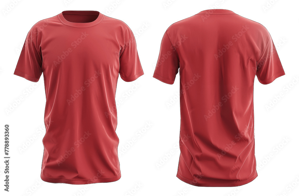Red Colored Blank T-Shirt Mockup, Front and Back View, Apparel Design ...