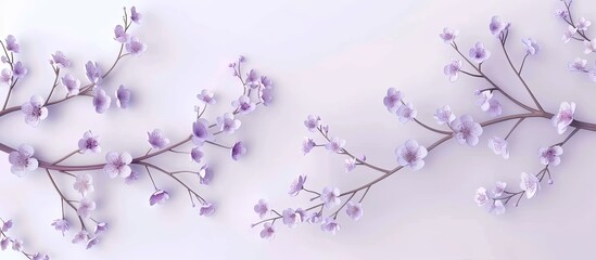 Wall Mural - A cluster of purple flowers blossoms on a white background. The vibrant violet blooms contrast beautifully with the stark backdrop, creating a stunning visual display