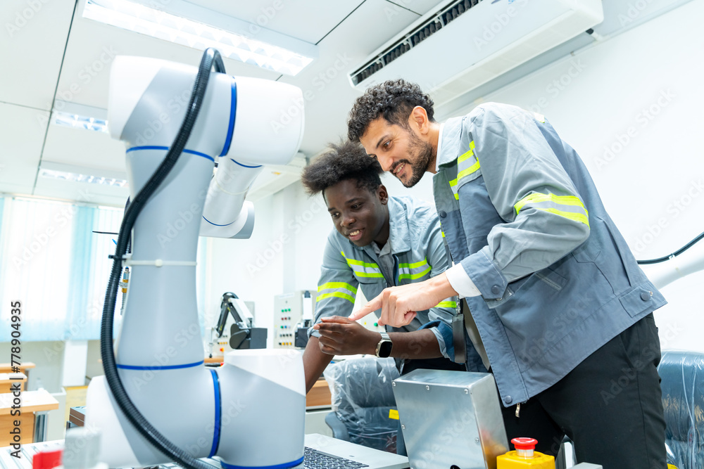 Technication Manufacturing, industry technology and science concept. Male technician ...