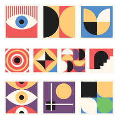 Canvas Print - Bauhaus Geometric Pattern Set