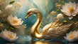 golden swan in the water