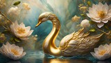 Fototapeta Londyn - golden swan in the water