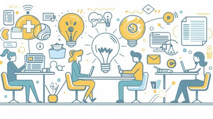 creative design process concept with web studio development elements,?? business vision, marketing s