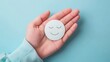 Hand holding paper cut circle symbol face smile, happy, relax, satisfaction survey, customer services, positive, good, wellness, health child, hospital, world mental health day concept	