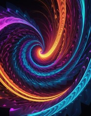 Wall Mural - A dynamic digital artwork displaying a vibrant vortex of neon colors, evoking a sense of energy and movement