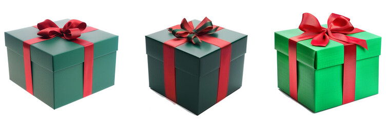 Aufkleber - green and red gift box with a ribbon and a bow