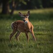 brown deer baby on green grass field during daytime