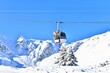 Vintage ski lift in Courchevel ski resort, French alps.