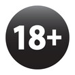 © stefanbalaz - 18 plus only - black icon. Age limit under 18 years old is forbidden circle sign symbol vector illustration. Under 18 sign in on white background. Over 18 only censored. Eighteen age older forbidden.