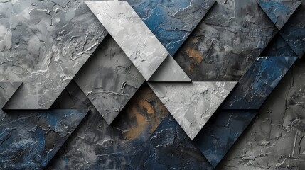 Wall Mural -   An abstract painting with blue, gray, and white shapes and a black and white stripe on the bottom