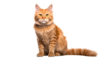 Funny orange British shorthair cat isolated on transparent background