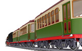 Fototapeta Do przedpokoju - old steam train with wagons back