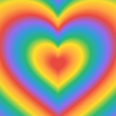 Poster - LGBTQIA Pride Flag Love. Rainbow blurred gradient heart in trendy Y2K style. Vector illustration for social media design template 