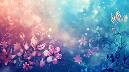 Wall Mural - Pink Floral Beauty with Butterflies and Stars