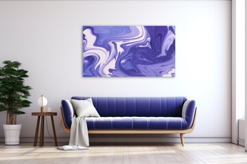 Wall Mural - Indigo and white flat digital illustration canvas with abstract graffiti and copy space for text background pattern