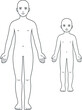 Unisex adult and child body template. Blank human anatomy diagram for medical infographic. Isolated clip art illustration with transparent background.