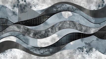 Poster - Abstract artwork featuring intersecting black and white lines