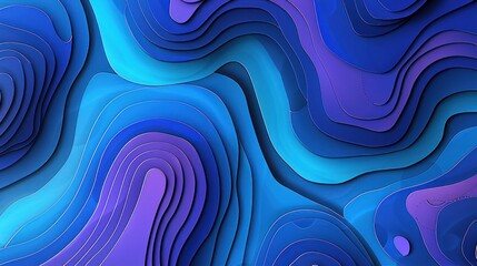 Poster - Abstract blue and purple wavy shapes on a textured background