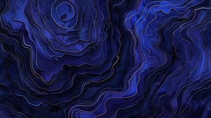 Poster - Blue background with wavy lines in abstract design