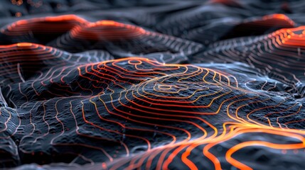 Poster - Detailed view of intersecting orange and red lines creating a pattern