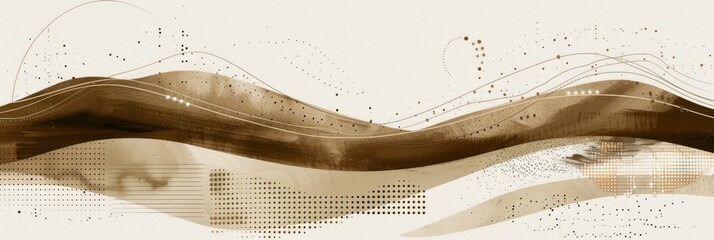 Poster - Artistic rendition of a wave composed of dots and lines