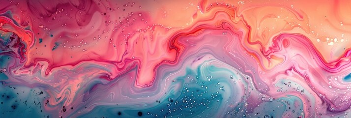 Poster - Abstract artwork featuring swirls of pink and blue colors