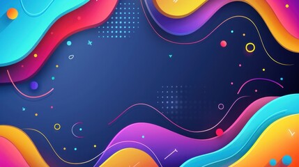 Poster - Vibrant, abstract background featuring dynamic wavy shapes in a variety of bold colors