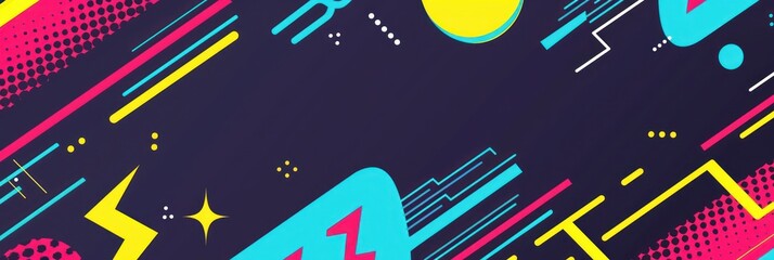 Poster - Colorful background filled with various lines and shapes in a dynamic composition