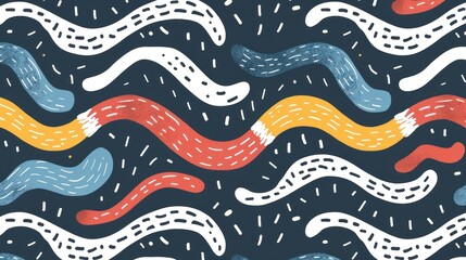 Poster - A pattern of wavy lines on a vibrant blue background